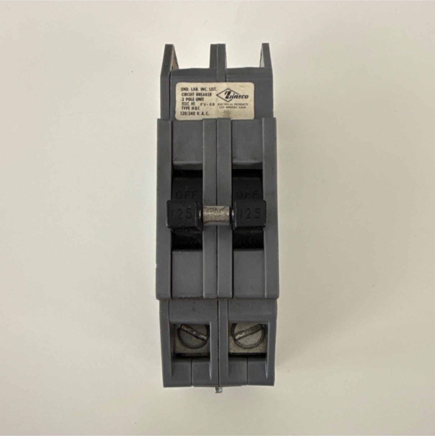 Zinsco HQC 2-Pole 125A Circuit Breaker 120/240V Branch Circuit Switch Zinsco HQC 2-Pole 125A Circuit Breaker 120/240V Branch Circuit Switch