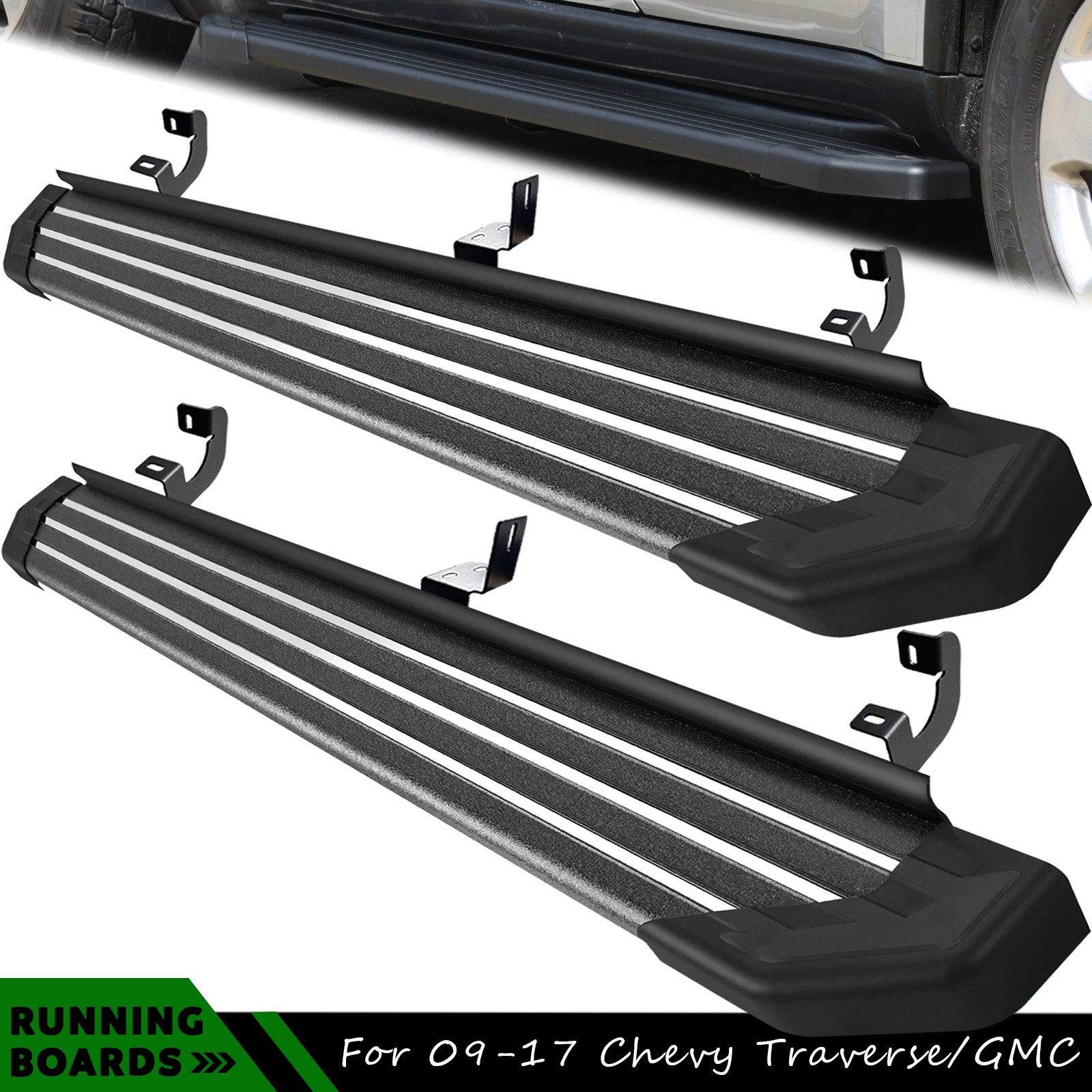 Running Board For 09-17 Chevy Traverse/GMC Acadia Aluminum Truck Step Rail Bar