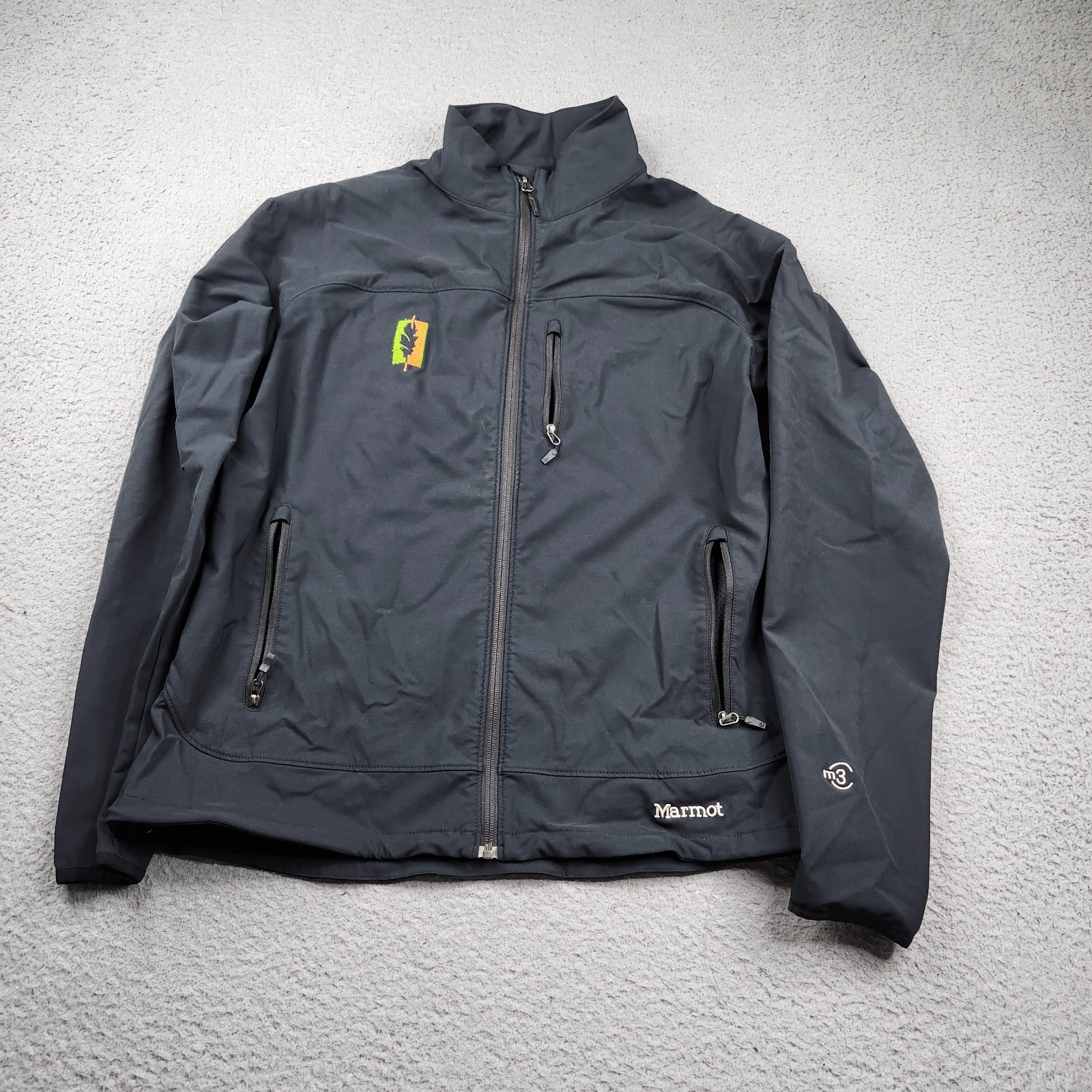 Marmot M3 Softshell Windbreaker Jacket Mens Large Black Poly Stretch Full Zip Marmot M3 Softshell Windbreaker Jacket Mens Large Black Poly Stretch Full Zip