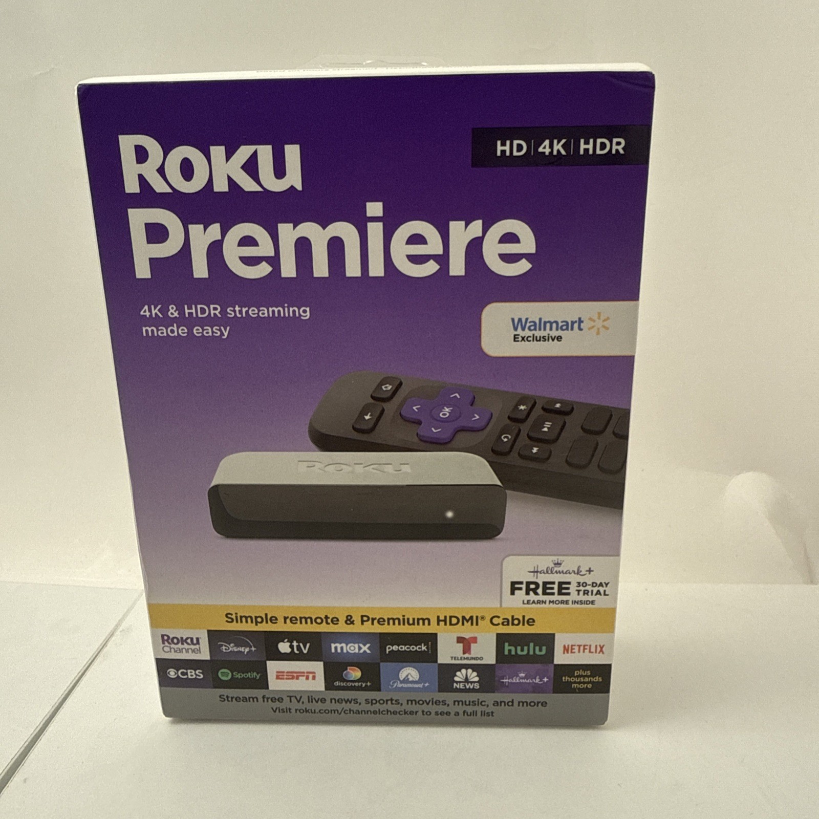 New In Box Roku Premiere 3920RW HD/4K/HDR Streaming Media Player