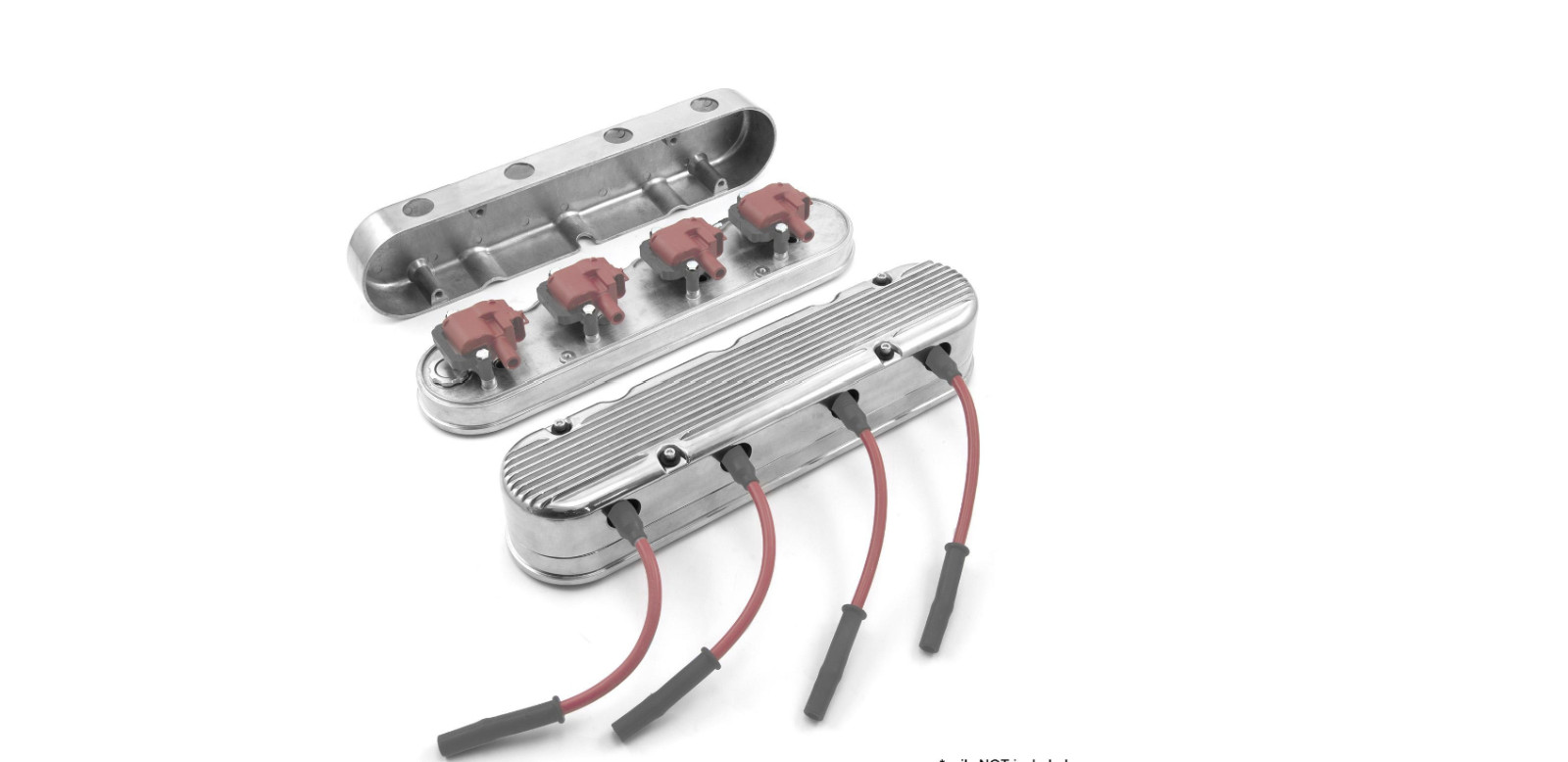 Chevy LS 2pc Finned Vintage Hidden Coil Aluminum Valve Cover - Polished - NEW