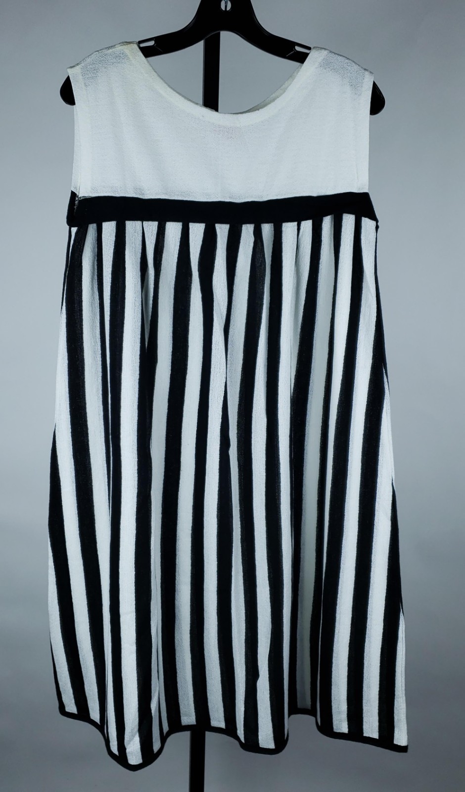 Vintage 1950s 60s Lolli-Jamas Black White Stripe Shift Dress Barbie Era XS