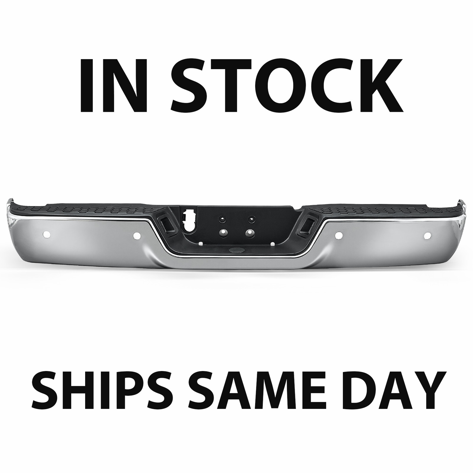 VRC Chrome Rear Step Bumper For 2009-2018 Dodge Ram 1500 with Sensor Holes VRC Chrome Rear Step Bumper For 2009-2018 Dodge Ram 1500 with Sensor Holes