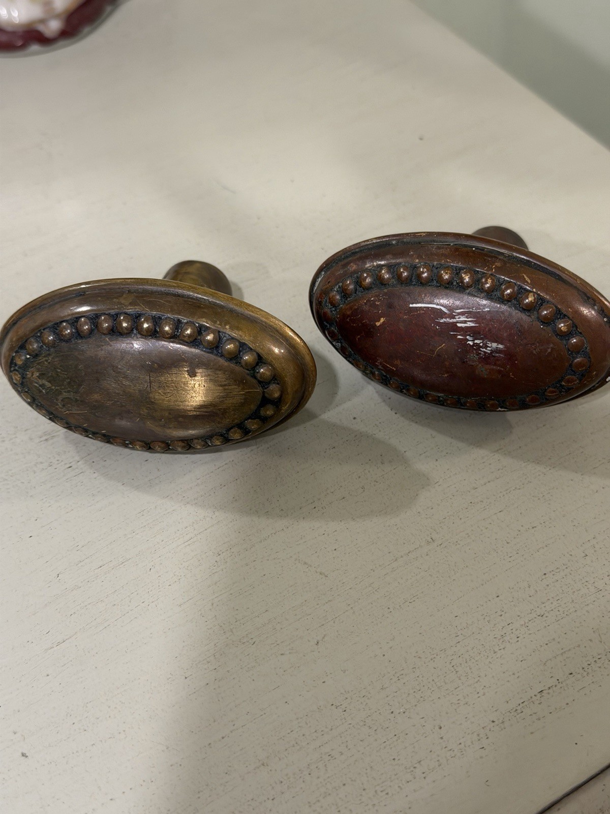 Vintage/ Bronze Antique Oval Brass Door Knobs 3” x 1 1/2”