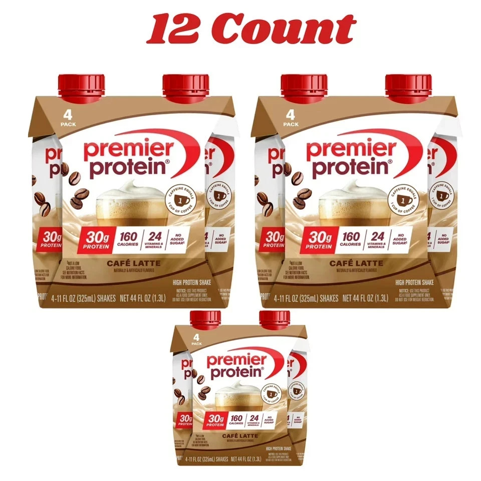 Premier Protein Shake, Café Latte, 30g Protein, 11 Fl Oz, 12 Ct... Premier Protein Shake, Café Latte, 30g Protein, 11 Fl Oz, 12 Ct...