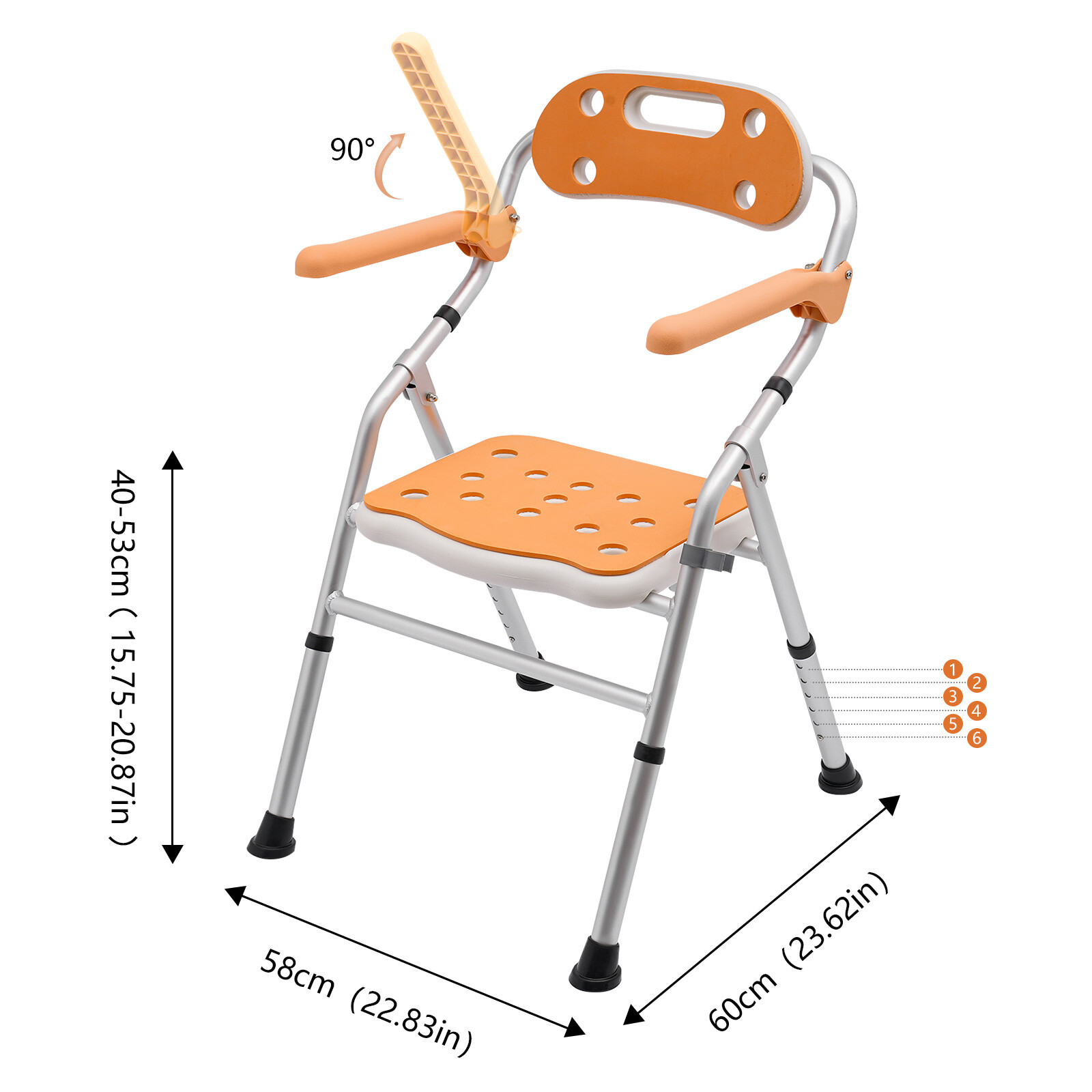 Foldable Shower Seat Folding Bath Chair Bathroom Shower Chair Height Adjustable