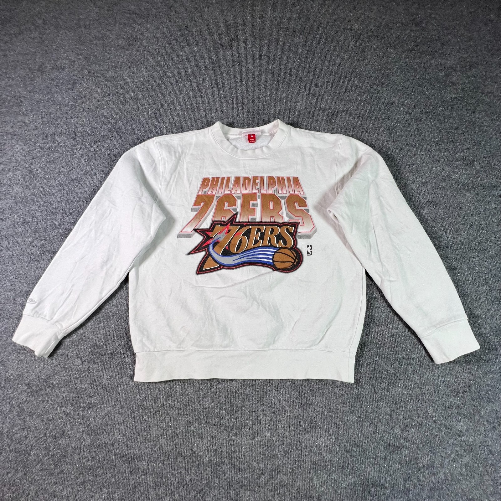 VTG Mitchell & Ness Philadelphia 76ers Sweatshirt Men Large White NBA Basketball