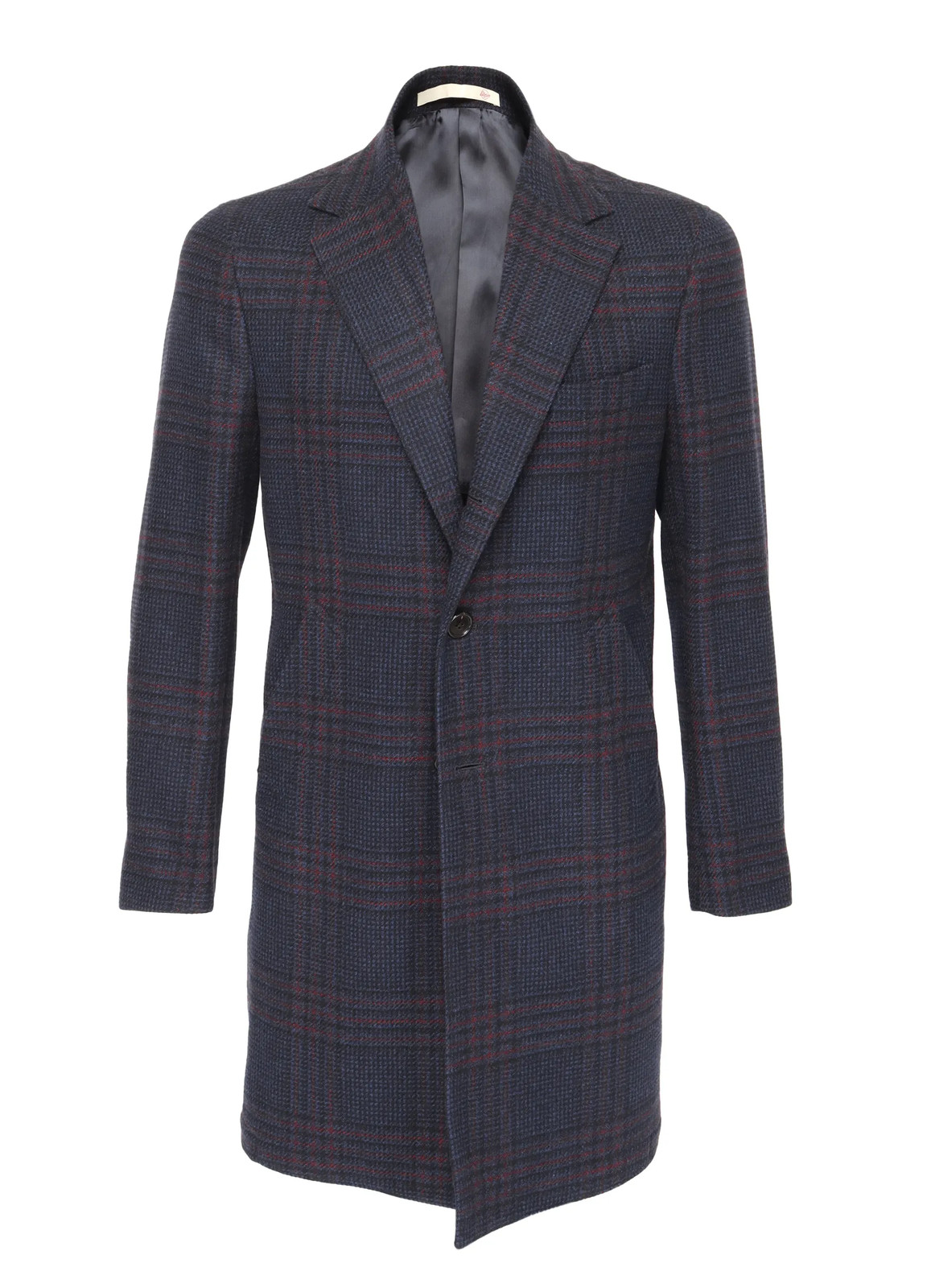 NWT EDUARDO DE SIMONE OVERCOAT blue red wool luxury handmade Italy 52