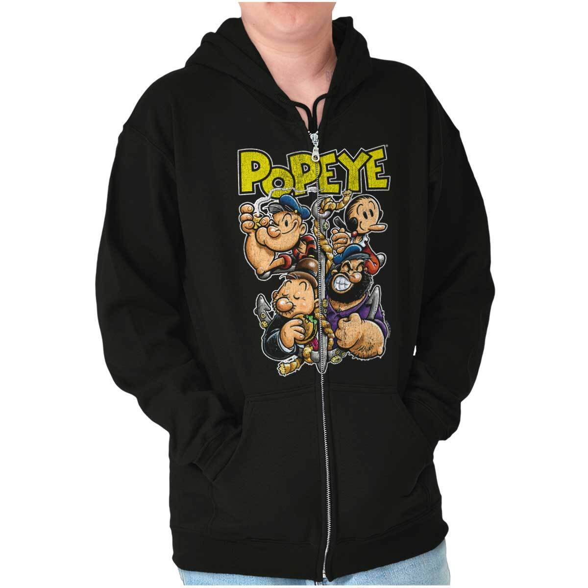 Cool Popeye Olive Oyl Wimpy Bluto Anchor Womens or Mens Crewneck T Shirt Tee