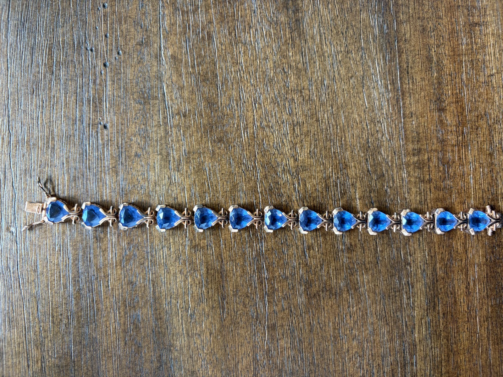 Vintage 925 Sterling Silver Rose Gold Plated Trillion Cut Blue Topaz Tanzanite T Vintage 925 Sterling Silver Rose Gold Plated Trillion Cut Blue Topaz Tanzanite T