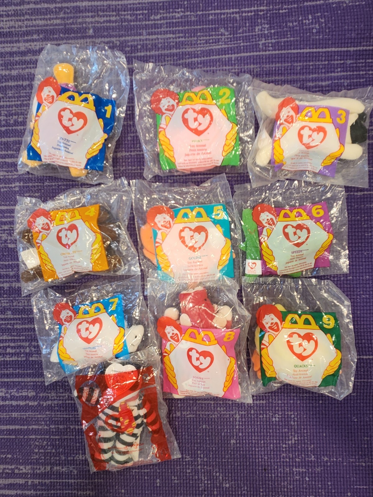 10 - Unopened - Ty Teenie Beanie Babies - McDonalds Happy Meal Toys 