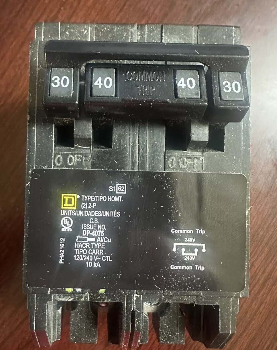 SquareD HOMT230240 30AMP & 40AMP combined 220/240 Quad Circuit Breaker Homeline SquareD HOMT230240 30AMP & 40AMP combined 220/240 Quad Circuit Breaker Homeline