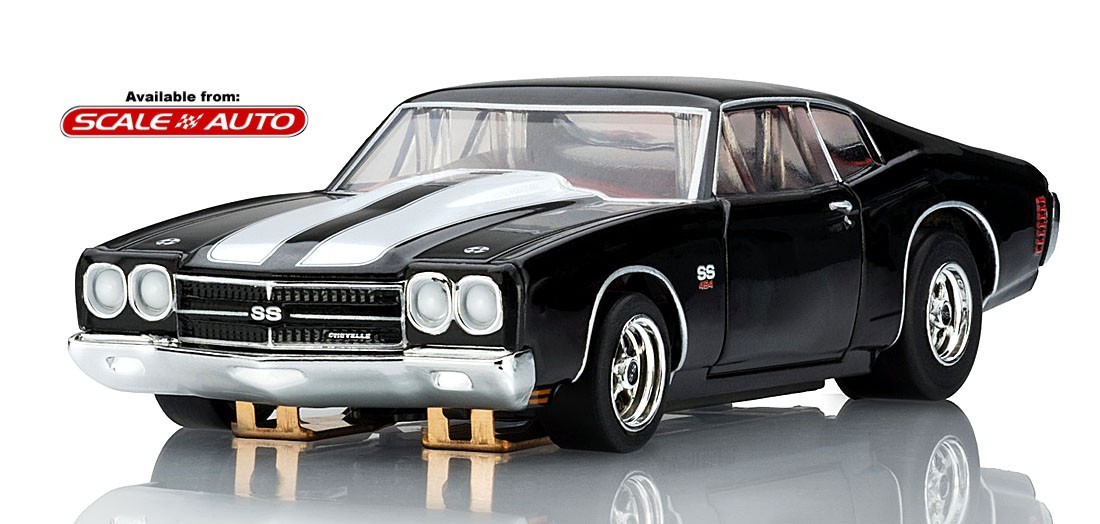 AFX Mega G+ \'70 Chevelle SS454 LS6 Black w/Stripes HO Slot Car 22118 NEW RELEASE