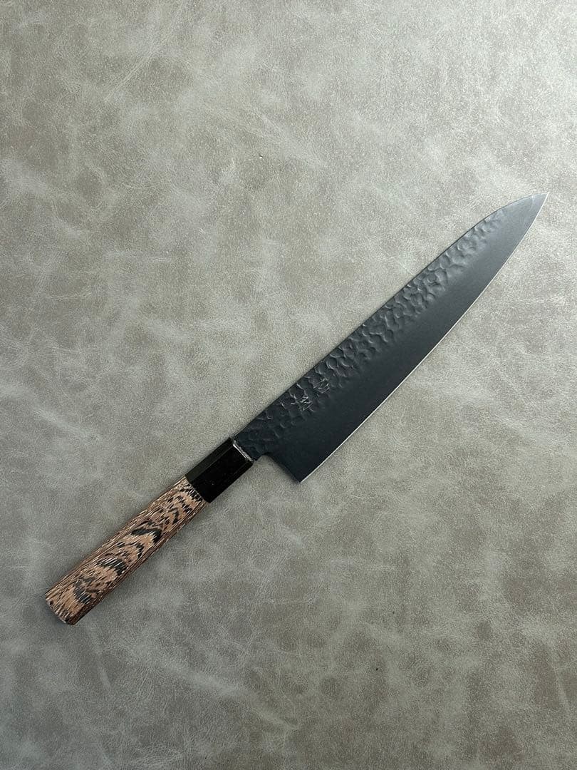 Sensuke Gyuto Knife VG10 Hammered Black Fluorine Coated 210mm Wenge Handle