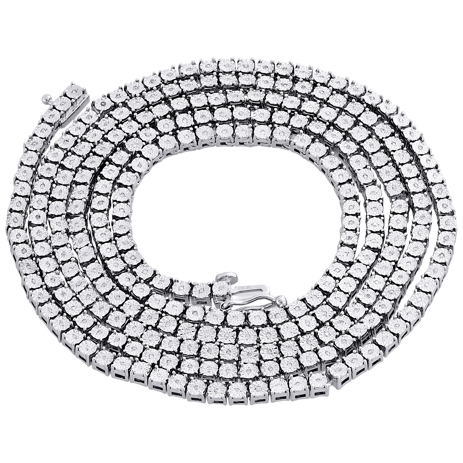 Mens 1 Row Necklace Genuine Diamond Link Choker Chain 18\