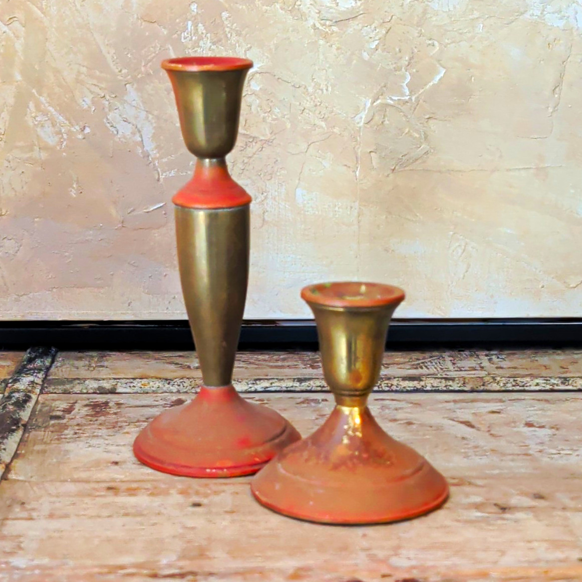 Vintage Towle USA Brass Candlestick Holders Set 3610 3612 Patina