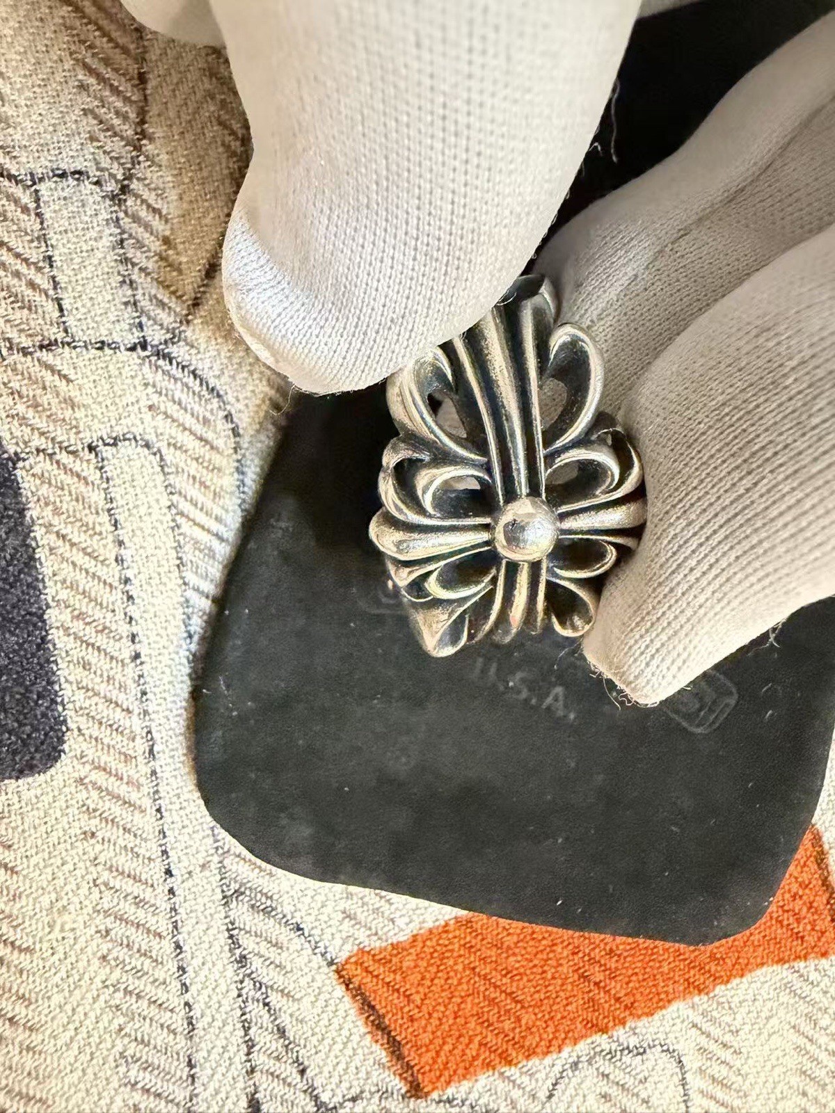 Authentic Chrome Hearts 925 Silver Ring, Sz 19/US 9, Good Condition Guaranteed