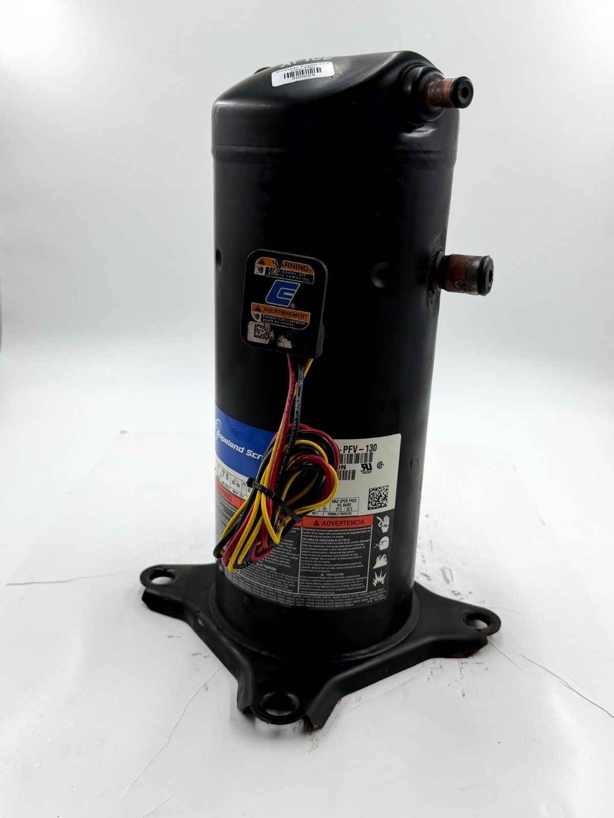 Copeland ZR42KA-PFV-130 Scroll Compressor 3.5-Ton 208-230VAC 1PH 42200 BTU R-22
