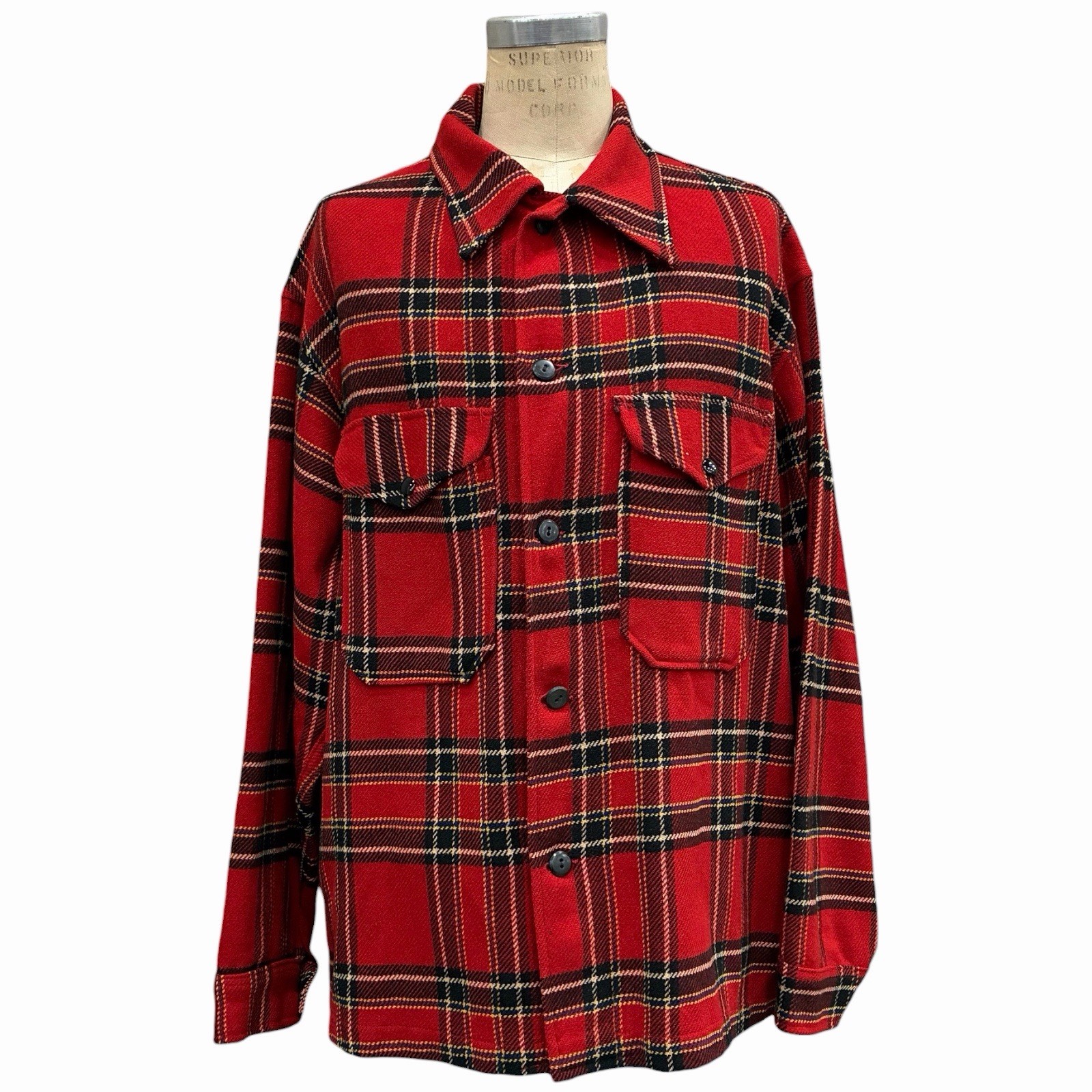 Vintage Pendleton Wool Cruiser Jacket Mens XL Red Tartan Plaid USA Virgin Wool