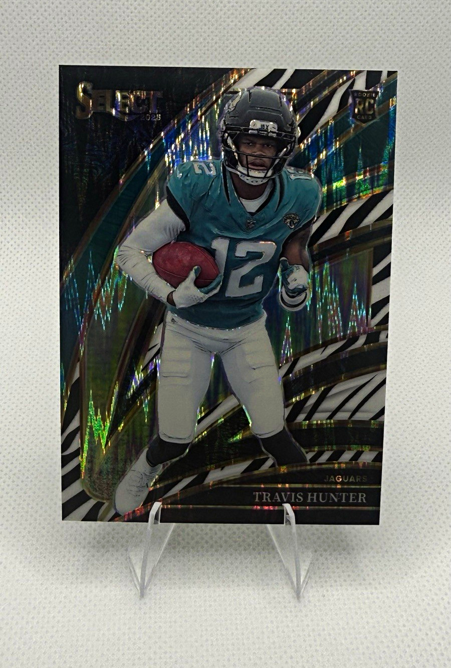 Panini Select 2025 Travis Hunter Jaguars #228 Club Level Zebra Prizm RC