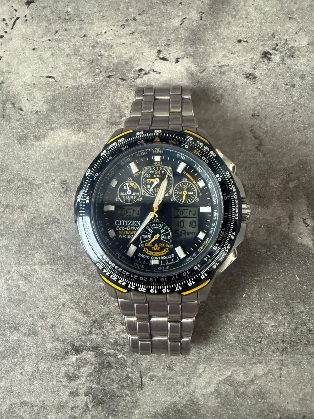 VINTAGE CITIZEN ECO DRIVE SKYHAWK RADIO BLUE ANGELS WATCH 