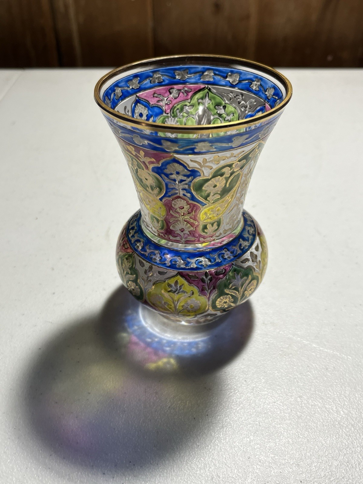 Indian Inspired German Fritz Heckert  \'Jodhpur\' Glass Vase - 1880’s Roughly 5”