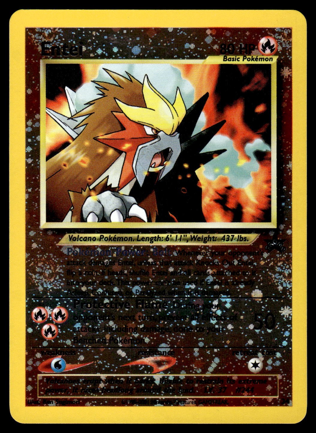 Entei 34 WOTC Wizards Reverse Holo Black Star Movie Promo Pokemon Card - LP