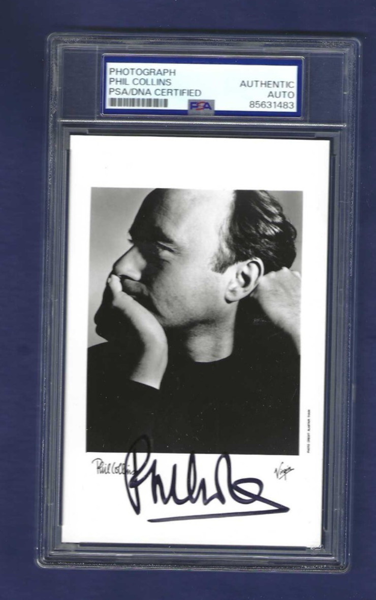 Phil Collins Autographed 3.5x5.5 Photo Singer, Drummer, Songwriter PSA SLABBED