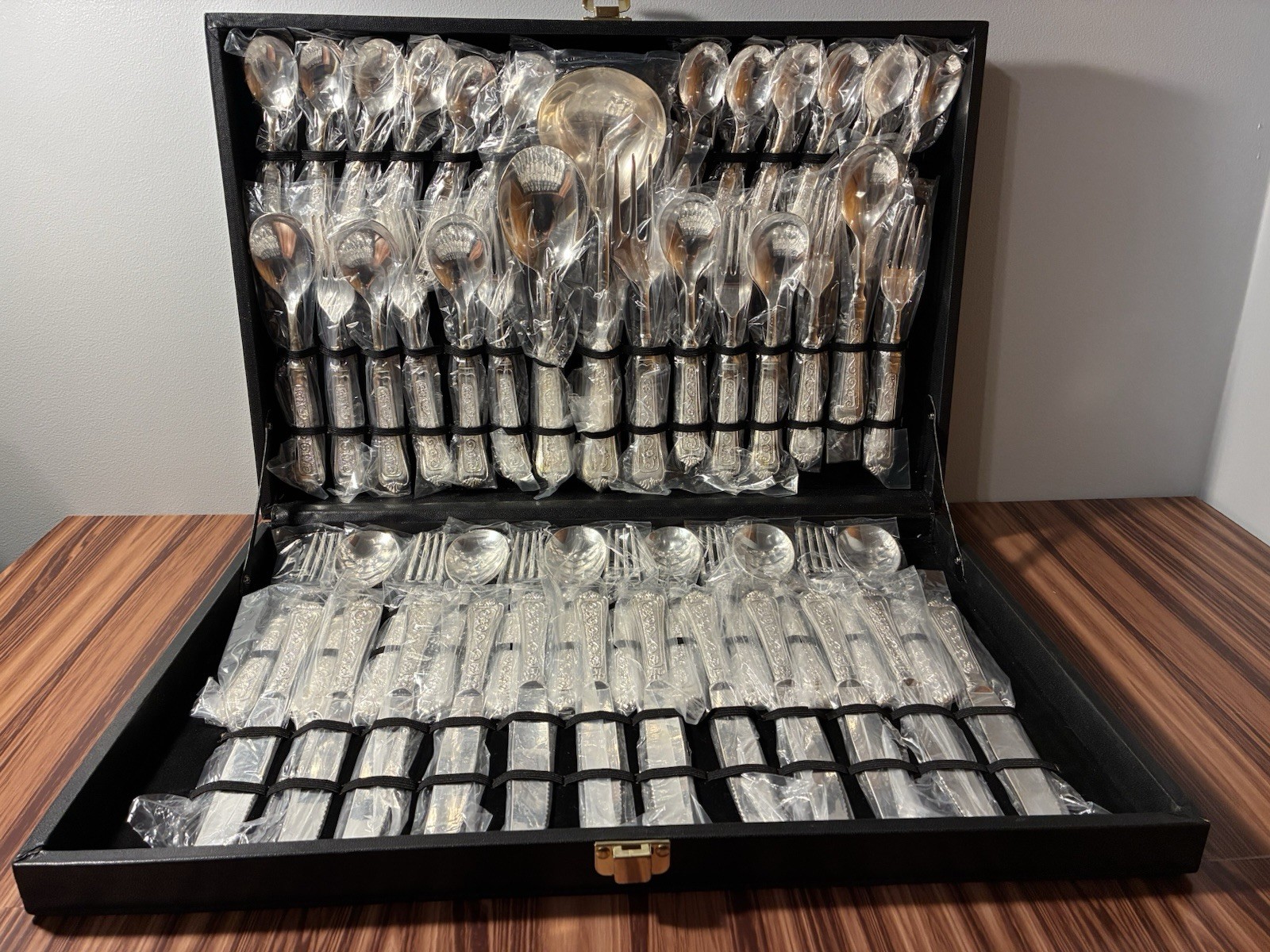 VTG Wm. Rogers & Son Enchanted Rose 51-Piece Silver-Plated Flatware Set For 12 VTG Wm. Rogers & Son Enchanted Rose 51-Piece Silver-Plated Flatware Set For 12