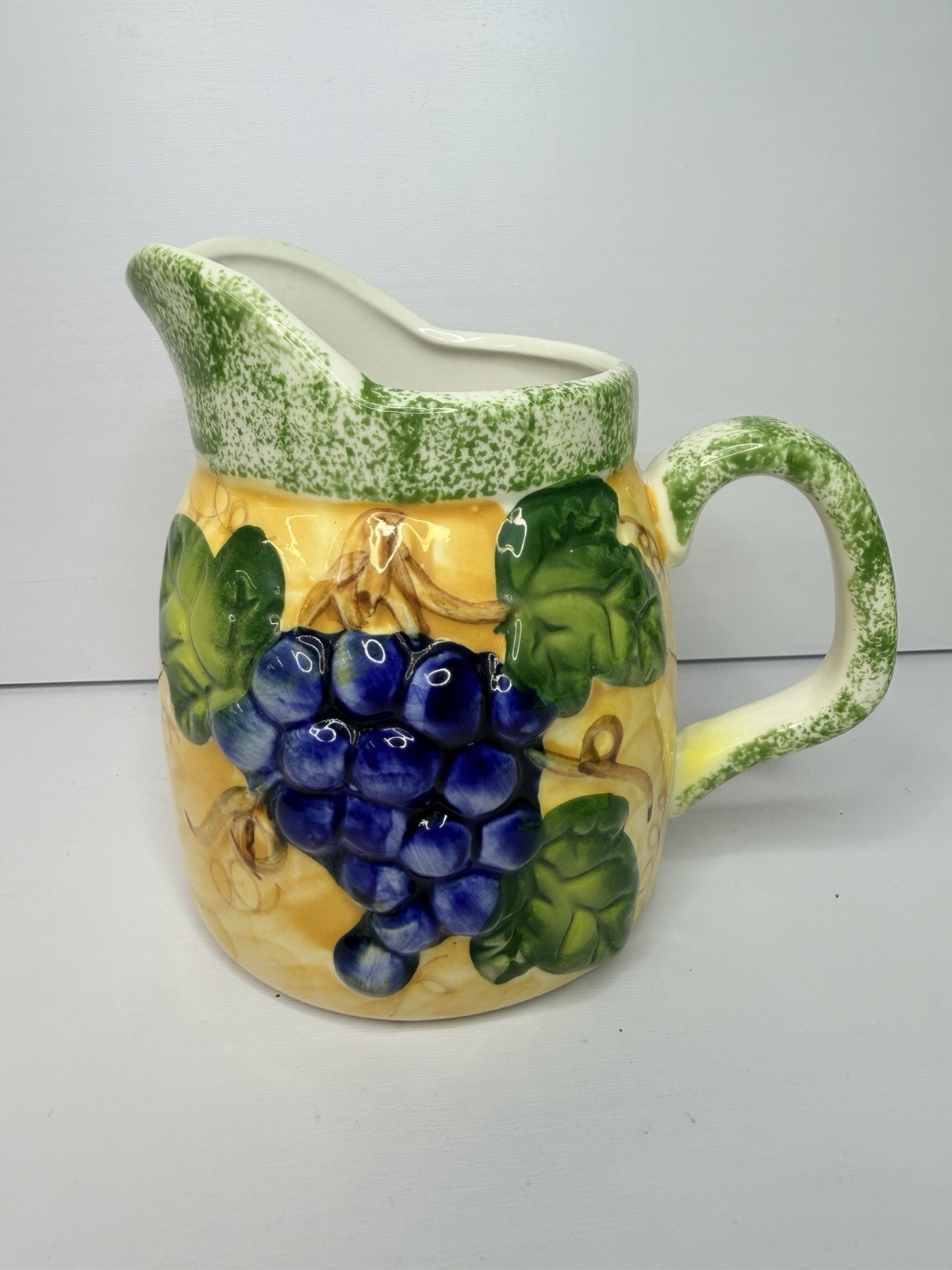 Panware Home Essentials Pottery Jug Yellow and Grapes (5 1/2 H x 4 1/4 W) Panware Home Essentials Pottery Jug Yellow and Grapes (5 1/2 H x 4 1/4 W)