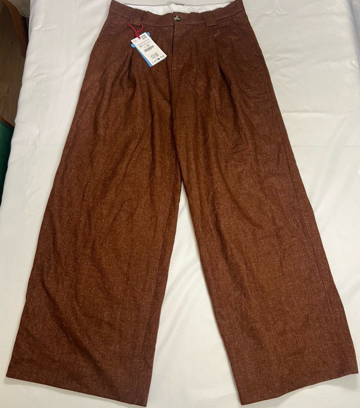 Zara X Harry Lambert Brown US 32 EUR 42 Wool Blend Wide Leg Pants Free Popcorn