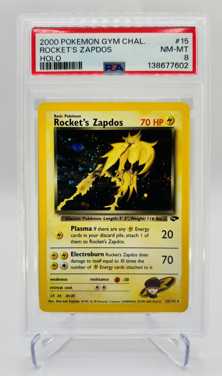 2000 Pokemon Gym Challenge Rocket’s Zapdos Holo #15 PSA 8 NM-MT WOTC Vintage