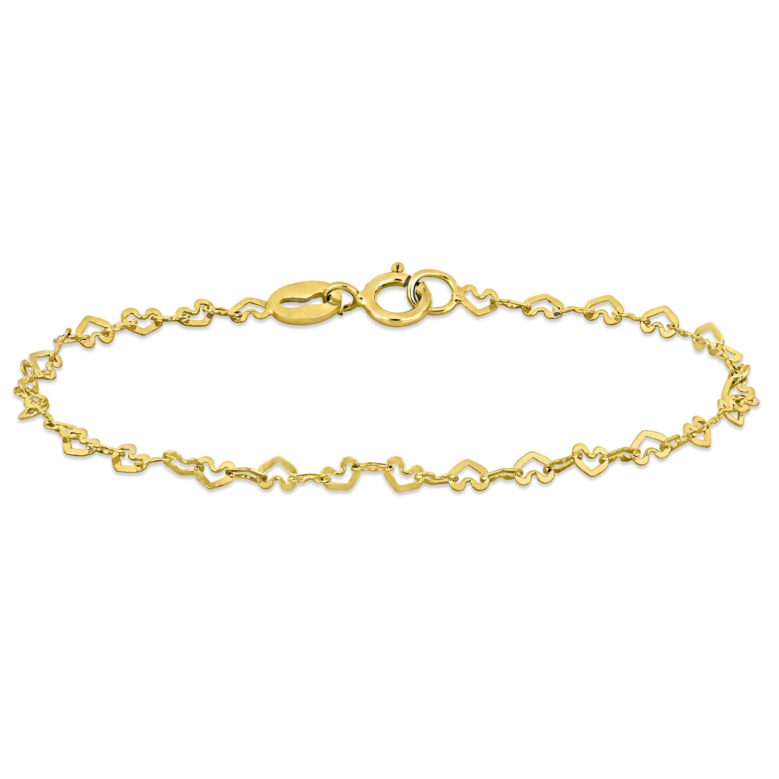 Amour 14K Yellow Gold 2mm Heart Link Baby Beautiful Elegant Chic Bracelet - 5\ Amour 14K Yellow Gold 2mm Heart Link Baby Beautiful Elegant Chic Bracelet - 5\