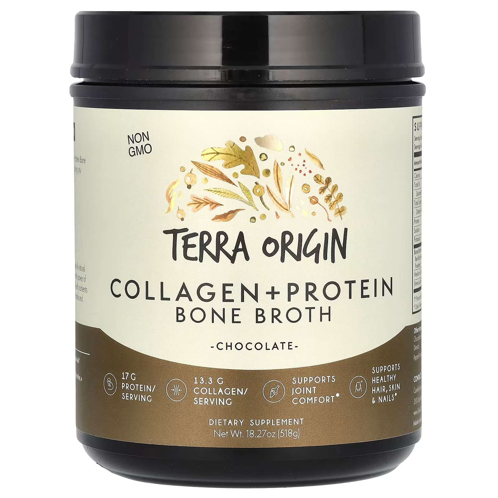 2 X Terra Origin, Collagen +Protein Bone Broth, Chocolate, 18.27 oz (518 g)