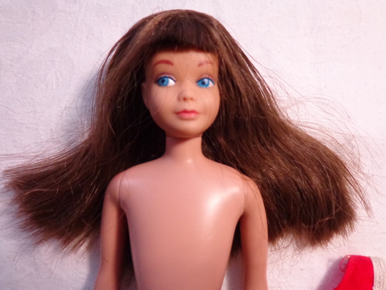 Vintage Barbie Skipper Doll Straight Leg Brünette 1963 w Original Swimsuit LOOK