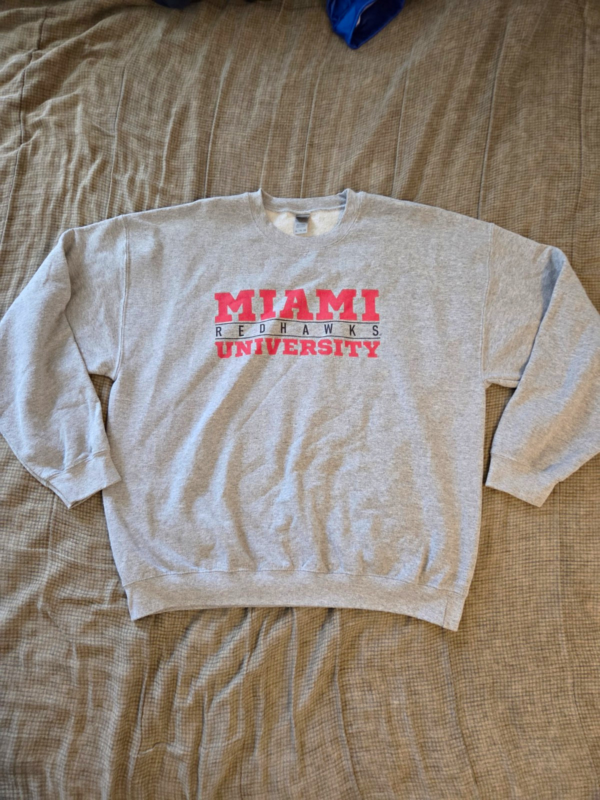 Gray Gildan Heavy Blend Miami University RedHawks Sweatshirt Men\'s Size XL