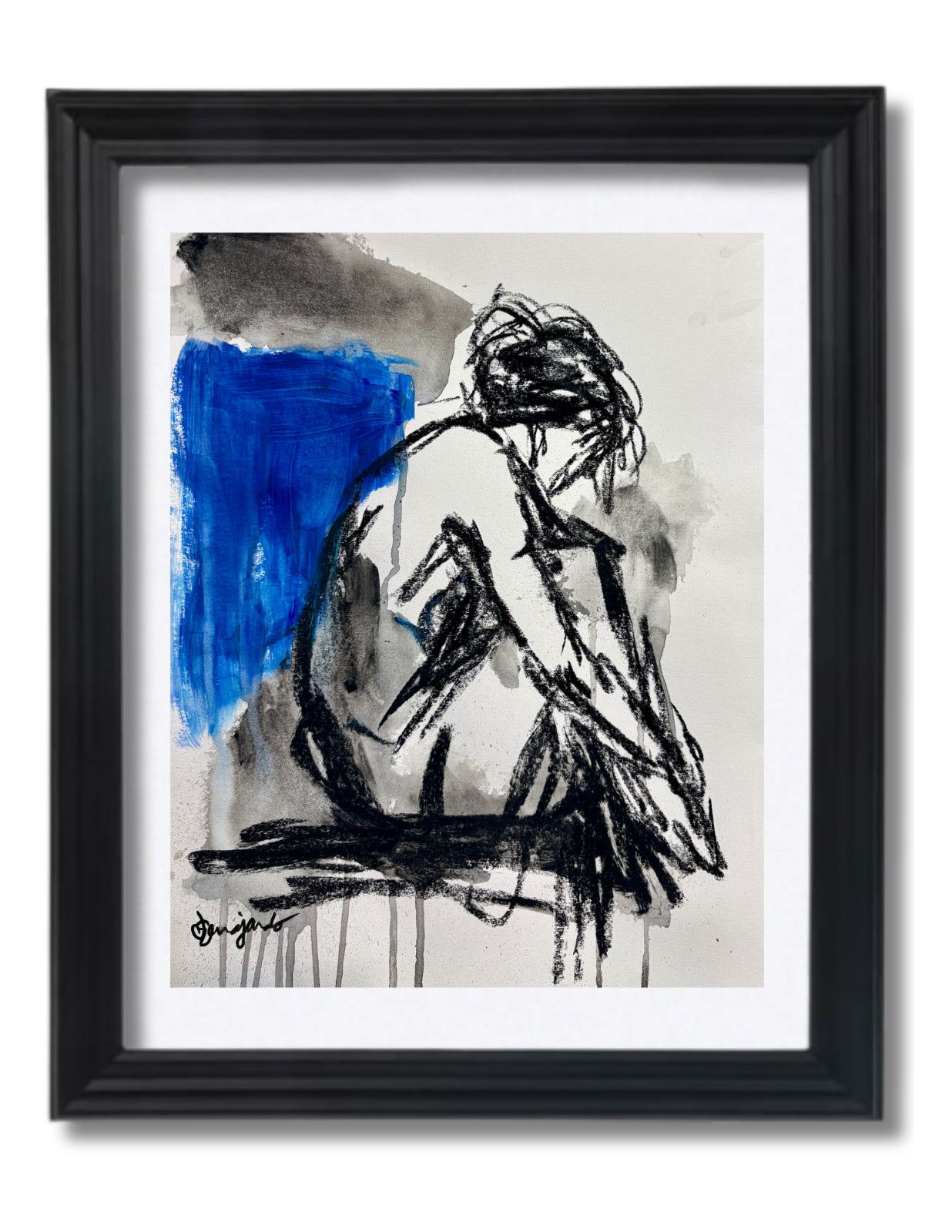 Guajardo Art Original 14x11 Expressionist Abstract Female Figure Painting Signed