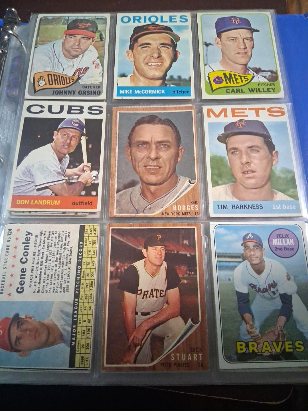 Vintage Topps Baseball 9-Card Collection Gil Hodges Conley Stuart Millan 1960s