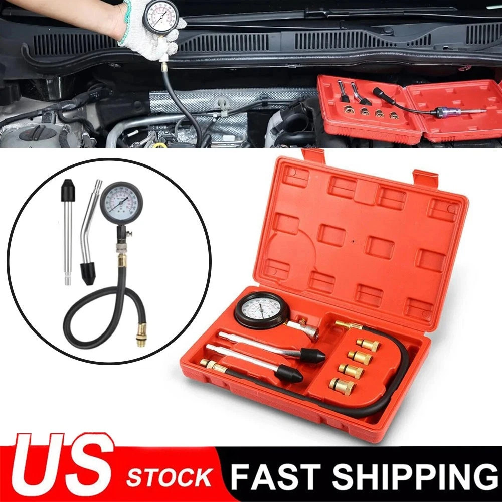 Engine Cylinder Compression Gauge Tester Kit Gas Engine Diagnostic Testing Tool