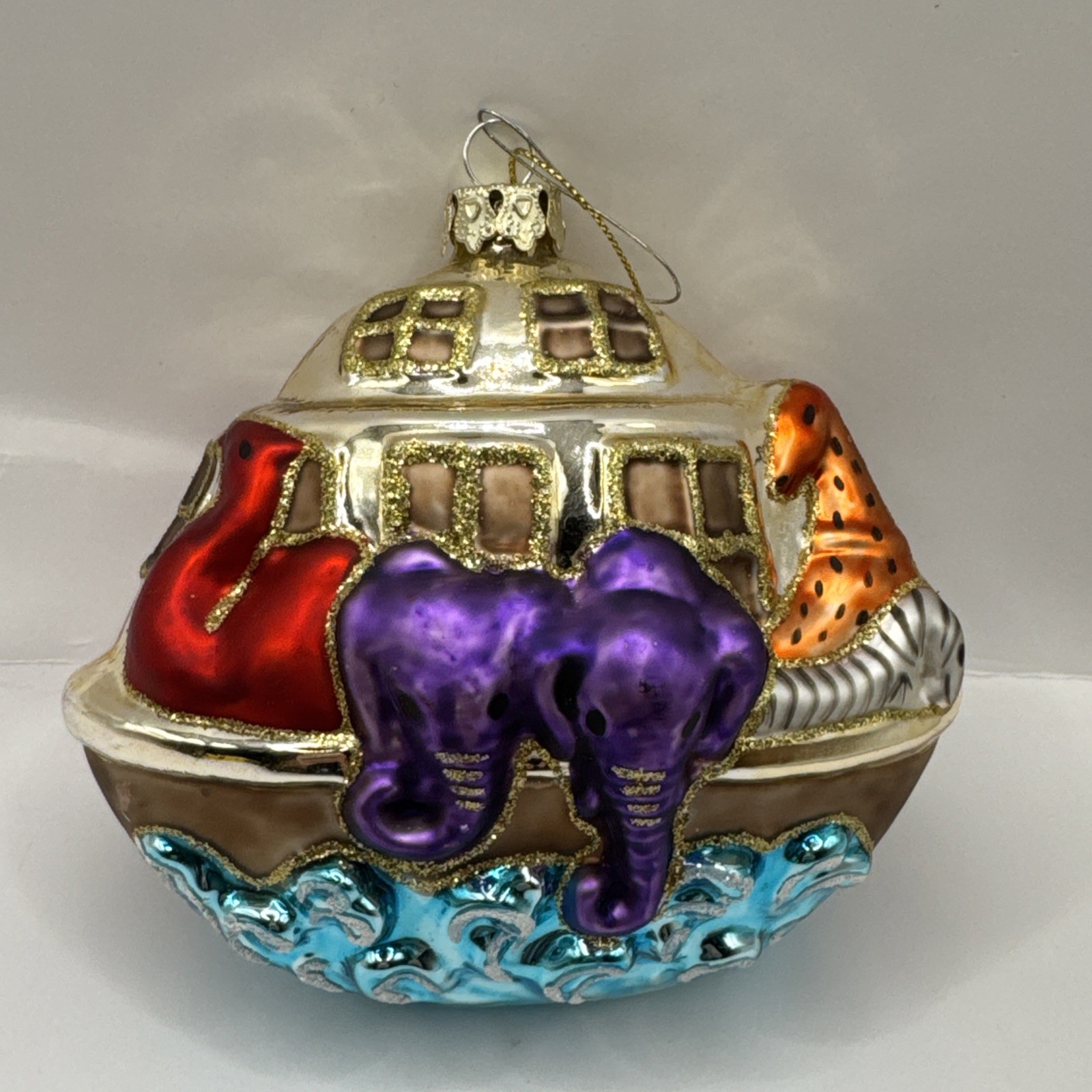 Noah\'s Ark Polonaise by Komozja Kurt Adler Ark ~ 5” Hand Blown Glass Ornament