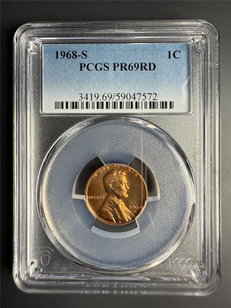 1968 S LINCOLN CENT PROOF 1C PR69 RD MIRROR FIELDS LUSTRIOUS COIN PCGS SKU 3869