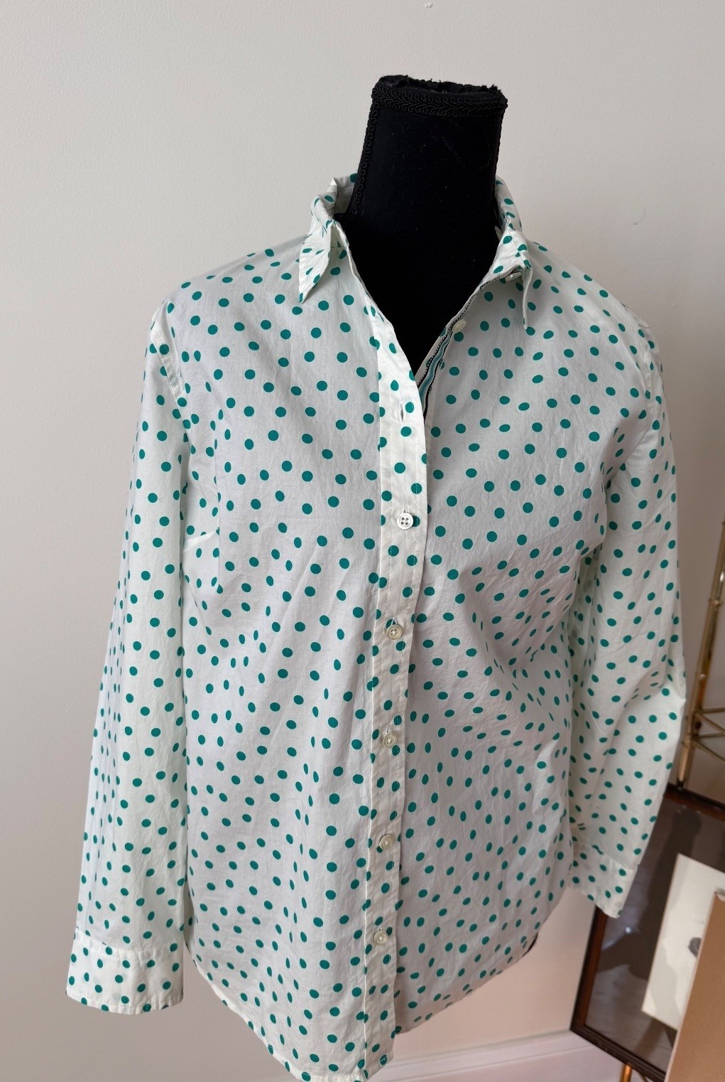 NWT Talbots Petites Women\'s Polka Dot Button-Up Shirt, Size PM NWT Talbots Petites Women\'s Polka Dot Button-Up Shirt, Size PM