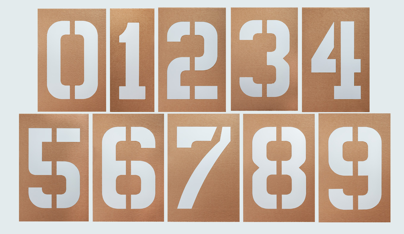 12\' inch tall Numbers stencil set 0 thru 9 12\' inch tall Numbers stencil set 0 thru 9
