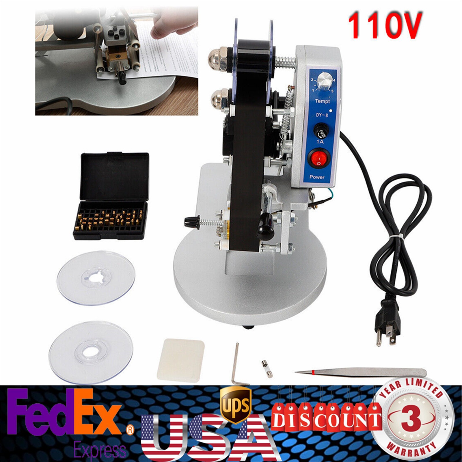 DY-8 Hot Stamp Printer,Manual Ribbon Coding Hot Foil Stamping Date Code Machine