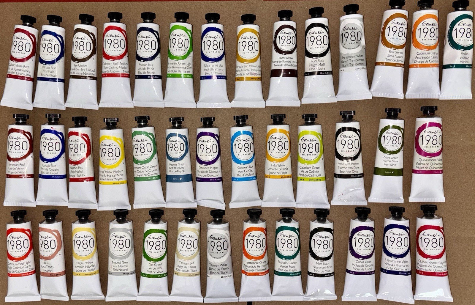 Gamblin 1980 Oil 40 Colors Set Paint Tubes 37ml Art Brush Winsor Artist Painter Gamblin 1980 Oil 40 Colors Set Paint Tubes 37ml Art Brush Winsor Artist Painter