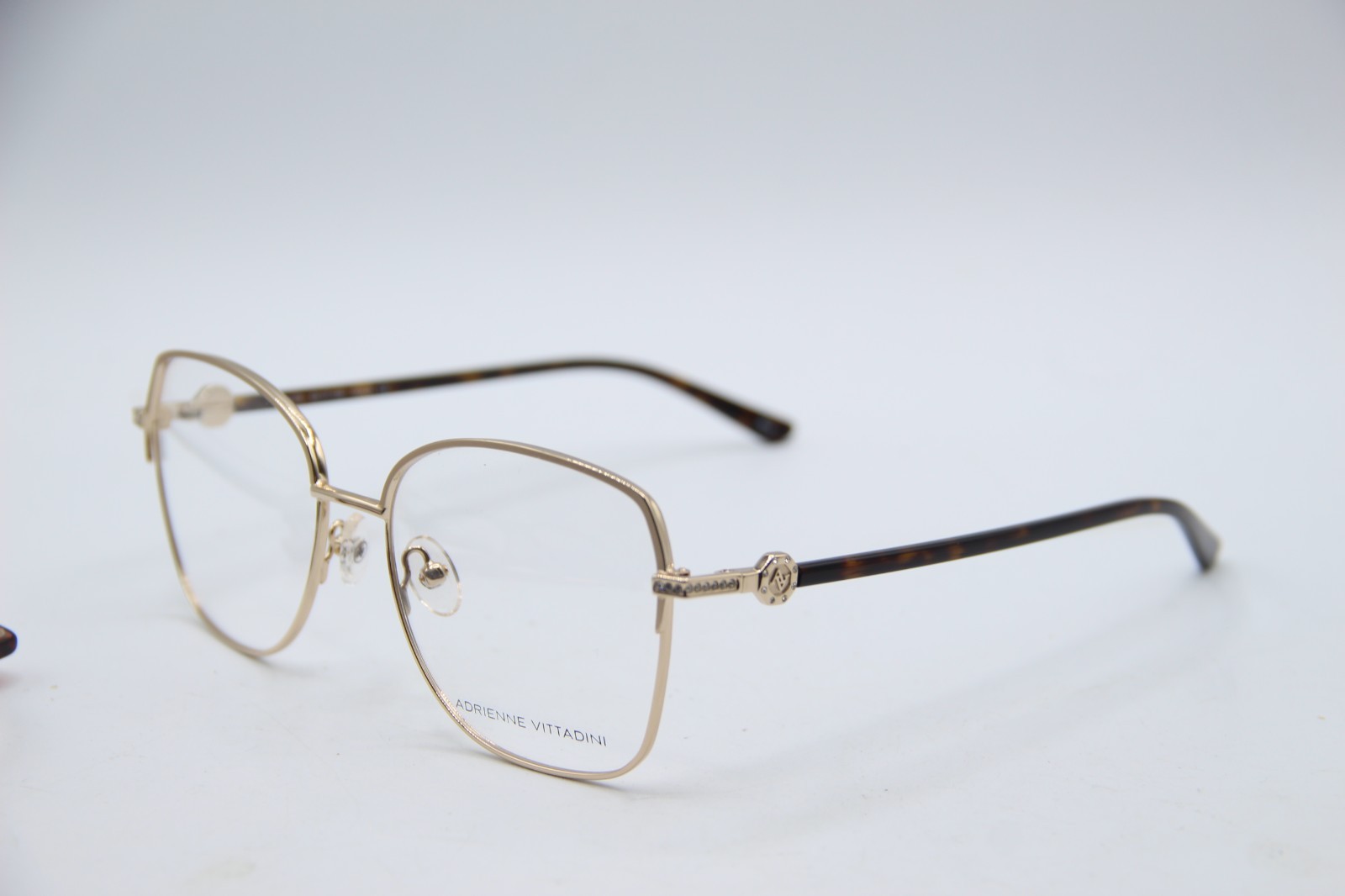 NEW ADRIENNE VITTADINI 1278 GOLD GUNMETAL AUTHENTIC FRAMES EYEGLASSES 55-17
