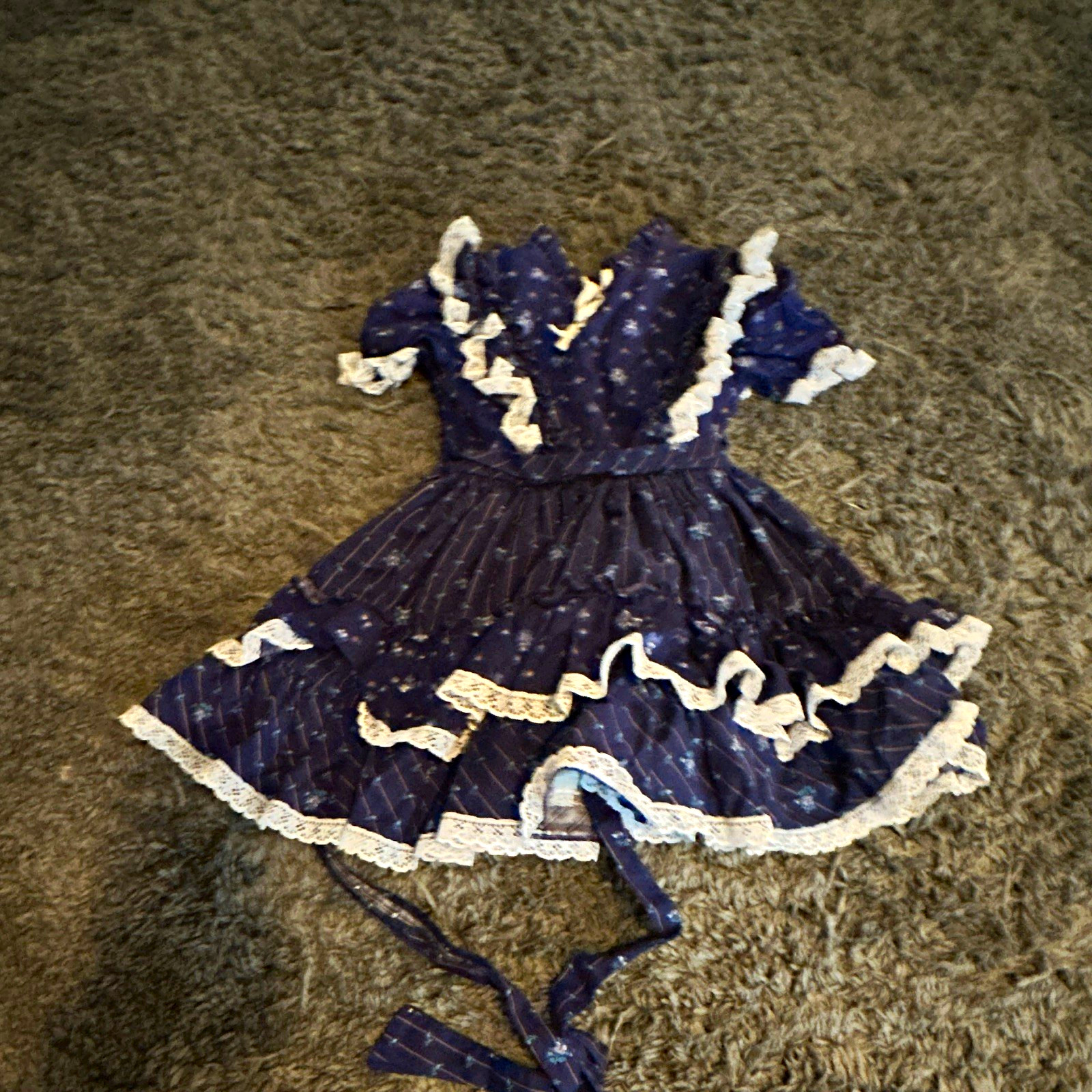 Sweet\'n Sassy Girls Fit & Flare pageant Blue Floral Lace Ruffle Lined Sweet\'n Sassy Girls Fit & Flare pageant Blue Floral Lace Ruffle Lined