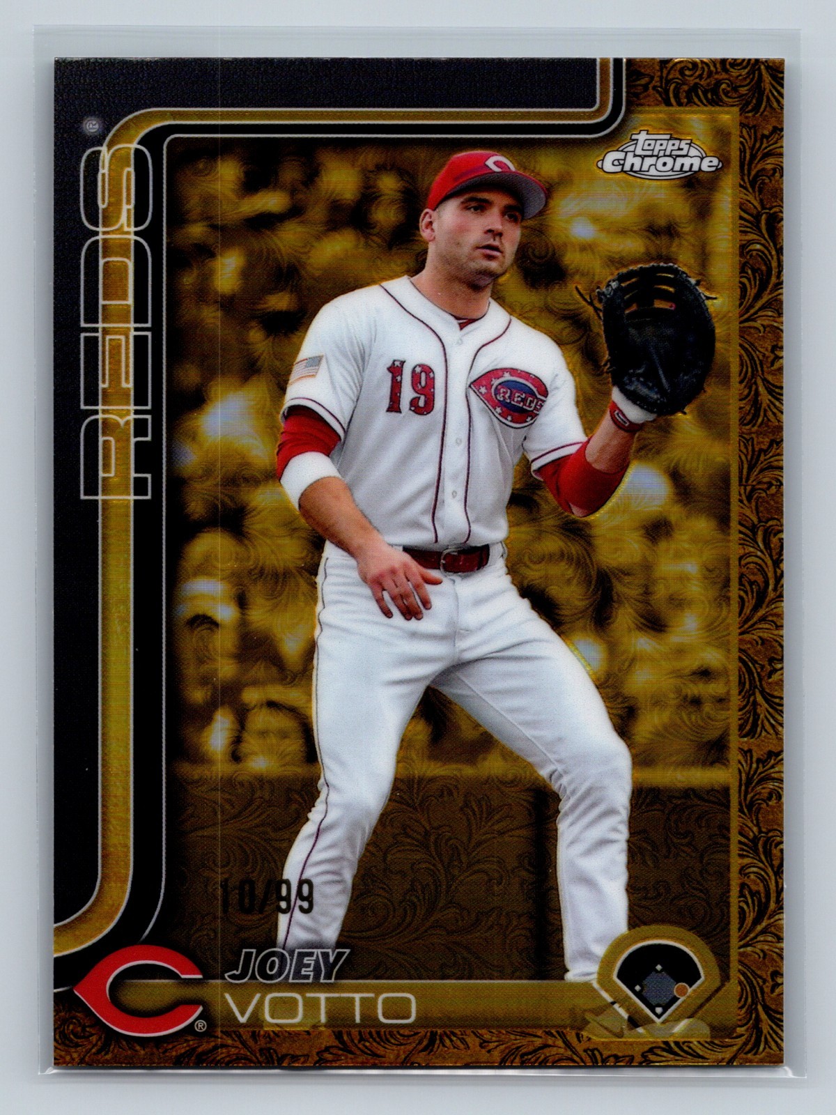 Joey Votto 2025 Topps Gilded Collection Gold Refractor /99 #71 Reds