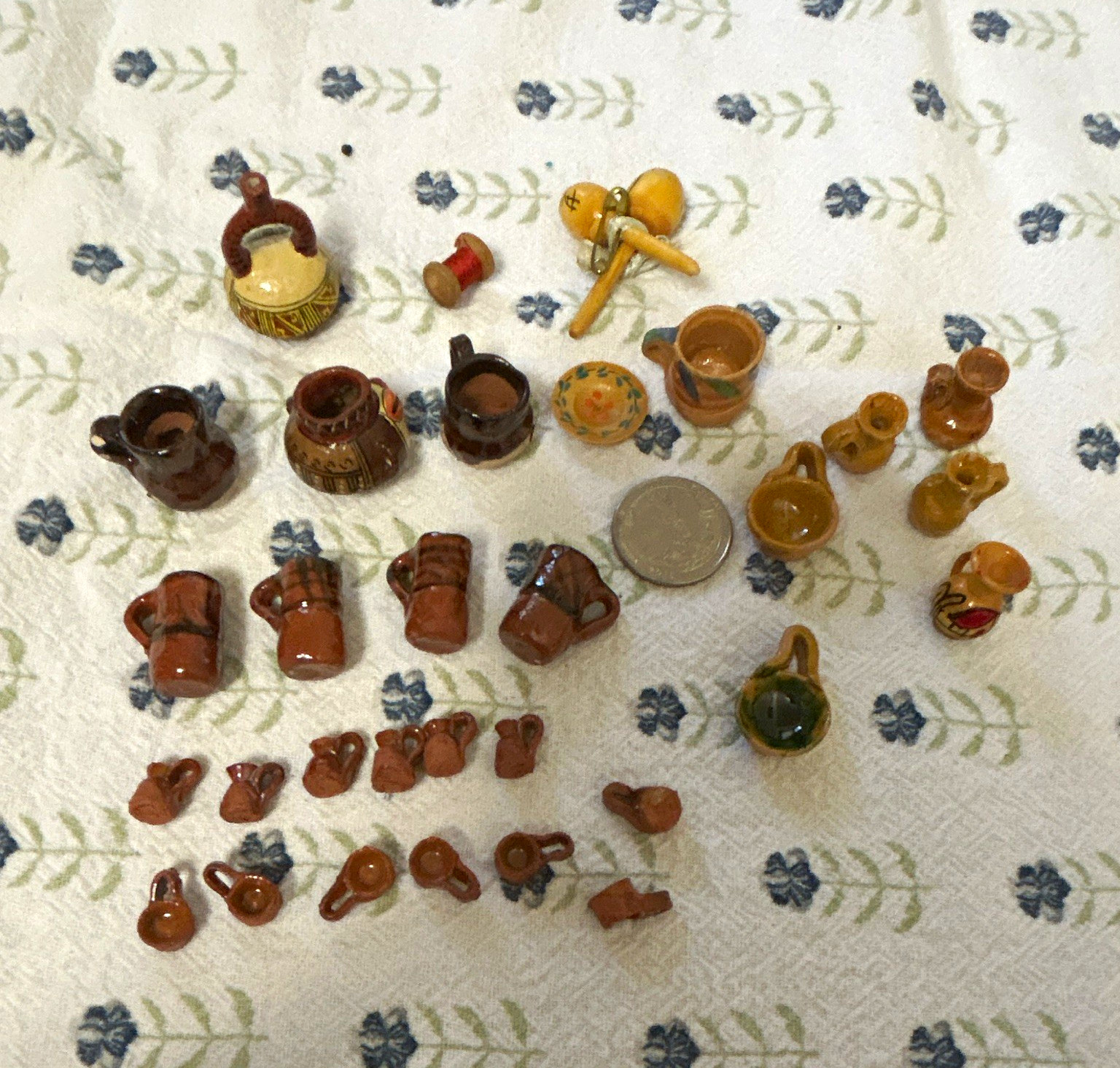 Vintage Mexican Miniature Clay Pottery Lot Trastecitos de Barro Folk Art Altar
