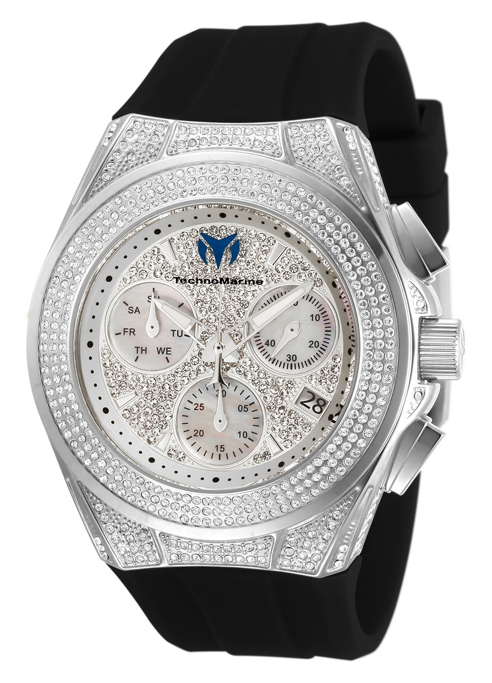 TechnoMarine Unisex TM-118107 Cruise Pave Silver 45mm Swiss Mvmt and 781 Stones